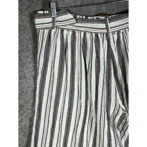 Maurices Linen Rayon Striped Split‎ Wide Leg Cropped Pants Womens Size XXL Belt - Picture 10 of 16